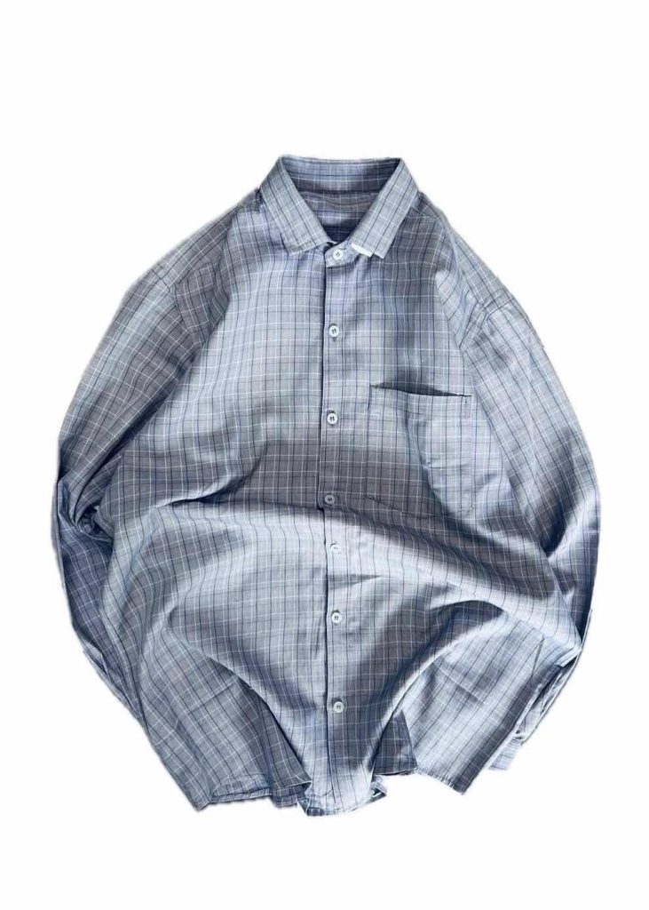 Grey Checkered Full-Sleeve Shirt | Vintage Thrift | Size M